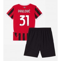 AC Milan Strahinja Pavlovic #31 Hemmatröja Barn 2024-25 Kortärmad (+ Korta byxor)